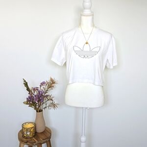 Adidas Cropped Logo Tee - White